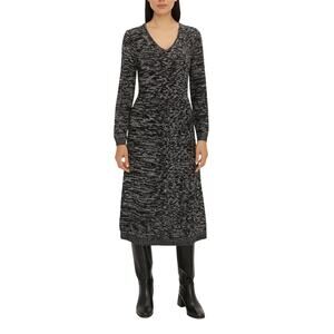 Calvin Klein Black & White  Marled Knit Sweater Dress Small Preppy Cozycore